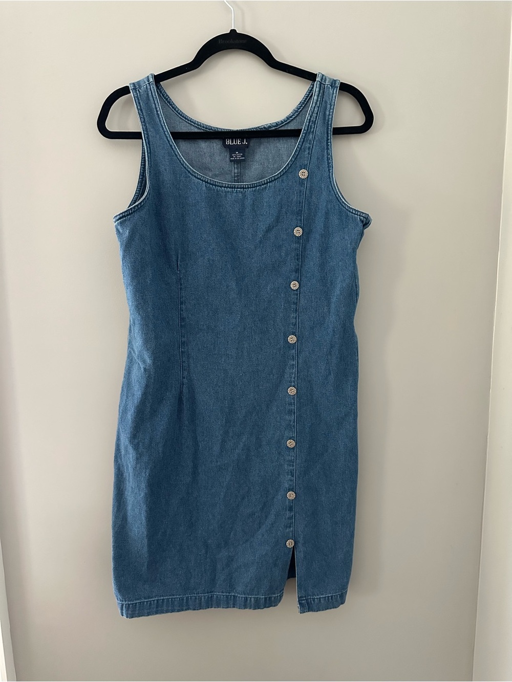 100% cotton BLUE.J Denim Button-Front Sleevless Dress - Medium Blue
